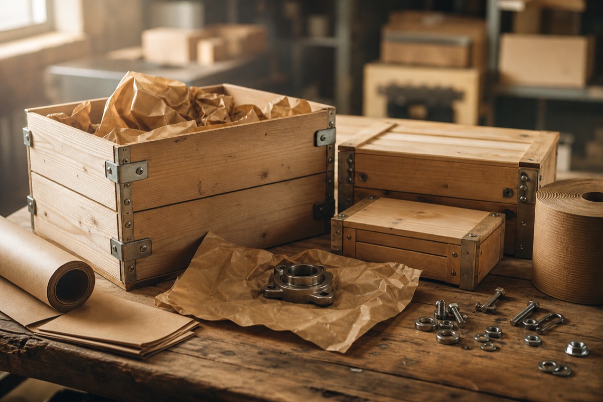 Industrial packing materials and crates for compliance work